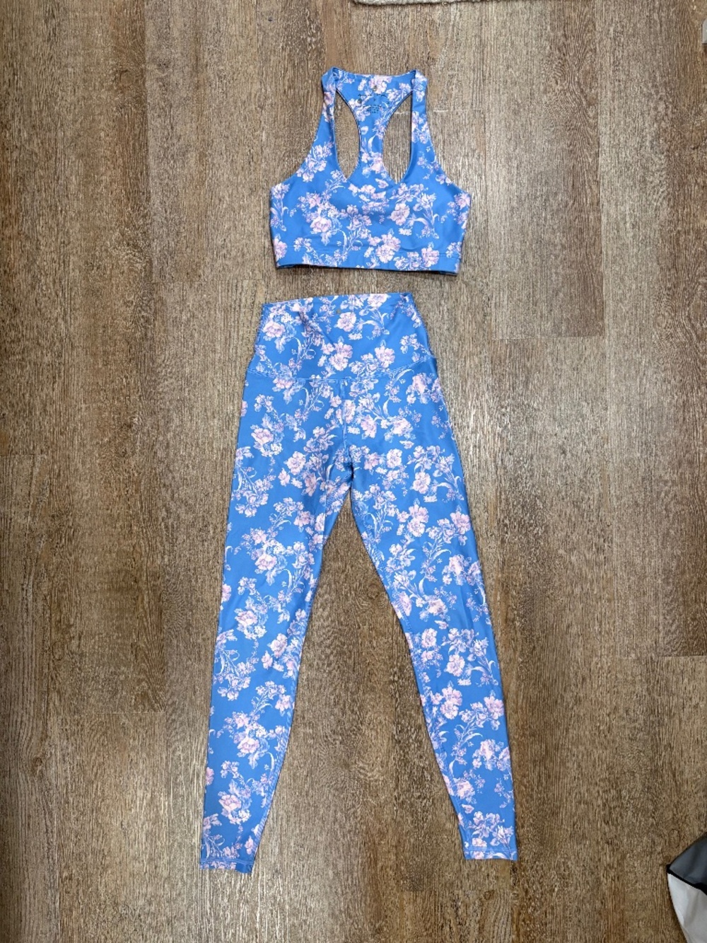 Spiritual Gangster Blue Floral Matching Set - Racerback Sports Bra & Leggings